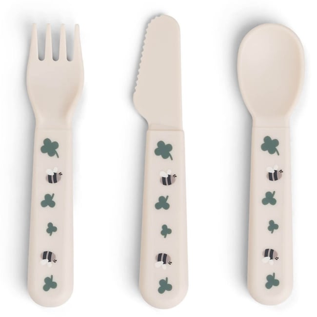 Set de 3 couverts Foodie Tiny farm Couleur sable <span itemprop=