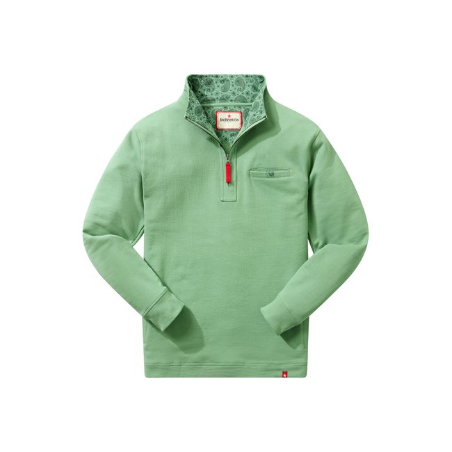 Sweat zippé à col montant détente vert <span itemprop=