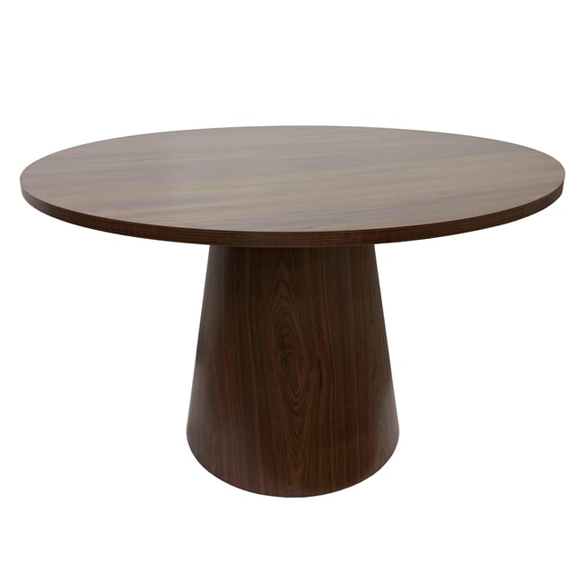Table à manger ronde effet bois 4 personnes FSC 120 cm, NOELIE - OVIALA