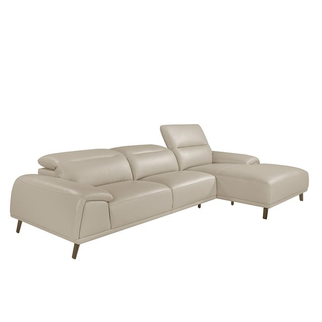 Canapé d'angle en cuir de vachette Couleur gris | acier <span itemprop=