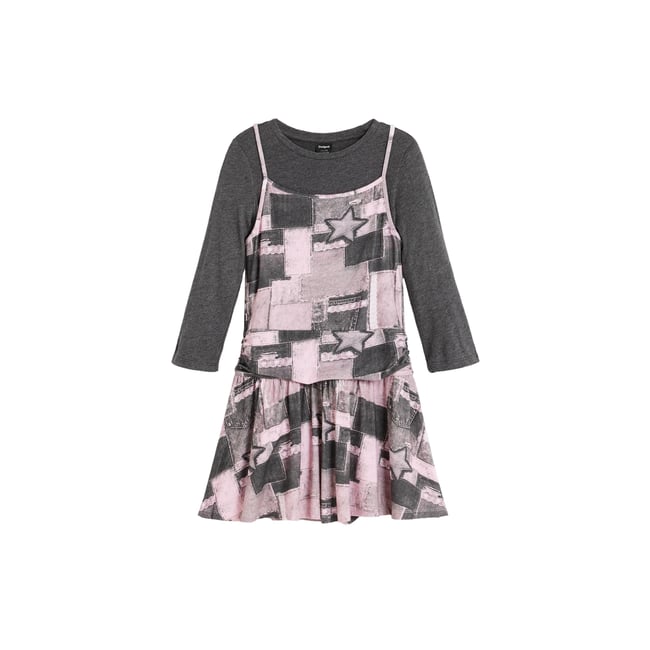Robe 2 en 1 imprimée rouge <span itemprop=