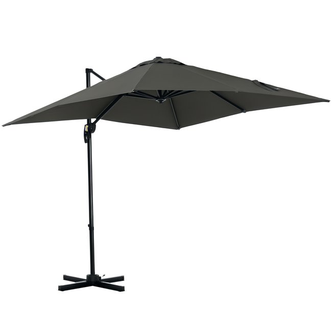 Parasol déporté carré inclinable dim. 2,45L x 2,45l x 2,45H m - OUTSUNNY