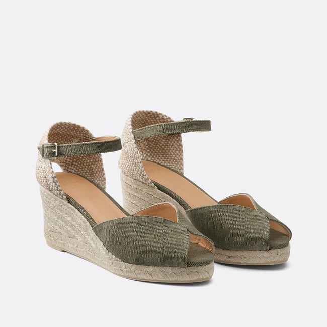 Alpercatas compensadas, Bianca verde-azeitona <span itemprop=