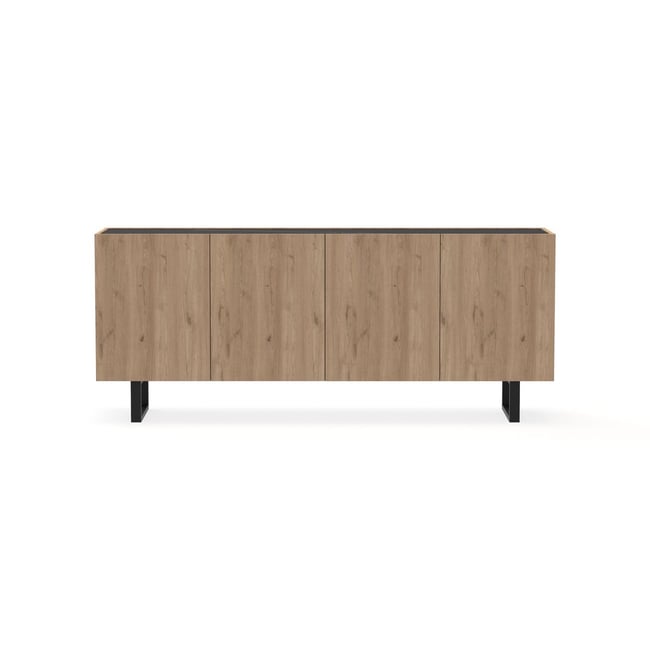 Buffet bas en panneaux de particules 4 portes 180 cm, OPERA Couleur marron clair <span itemprop=