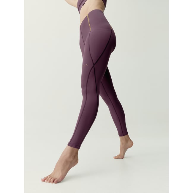 Legging de sport femme Gold 2.0 Taille extra haute effet gainant bordeaux intense <span itemprop=
