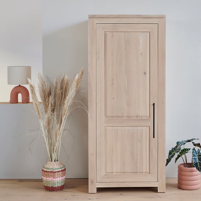 Bonnetière moderne en chêne blanchi 1 porte - BOSTON Couleur bois clair <span itemprop=