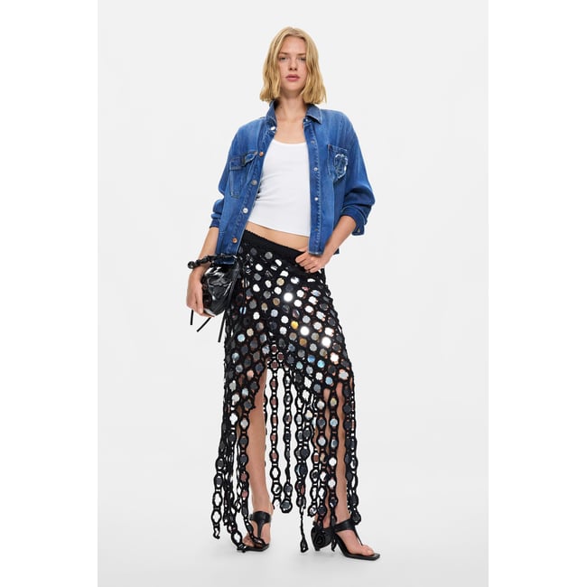 Paréo crochet paillettes noir <span itemprop=
