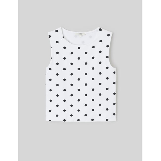 Débardeur imprimé pois blanc <span itemprop=