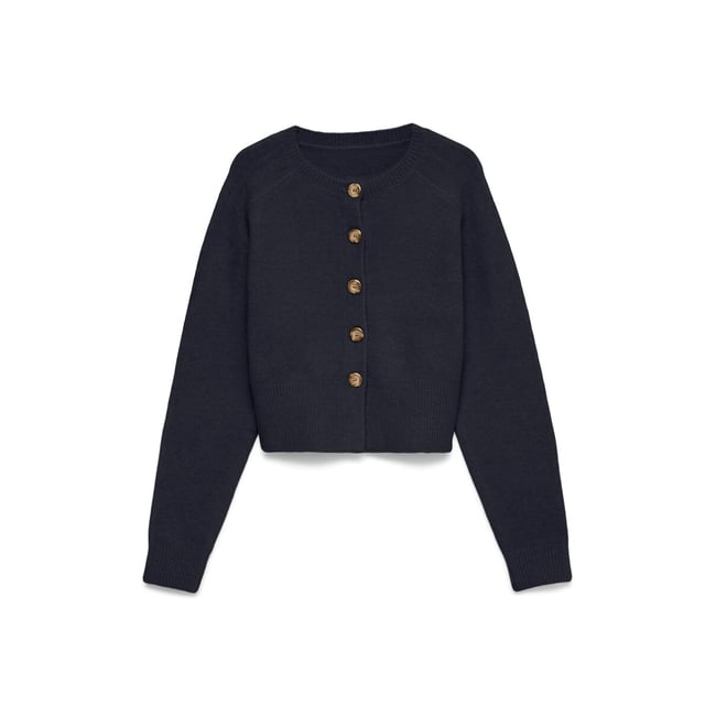Gilet manches longues col rond bleu marine <span itemprop=