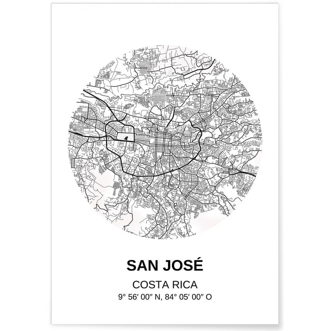 Affiche Carte San José Couleur blanc <span itemprop=