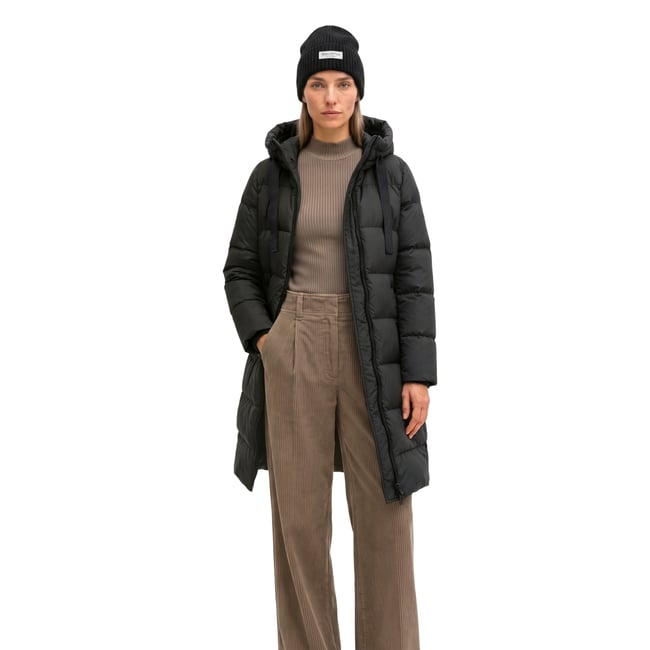 Manteau matelassé en duvet à capuche, coupe régulière avec une surface hydrofuge noir <span itemprop=
