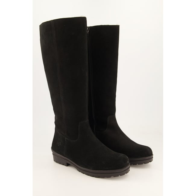 Bottes en cuir suédé, tige XXL , pied large noir <span itemprop=