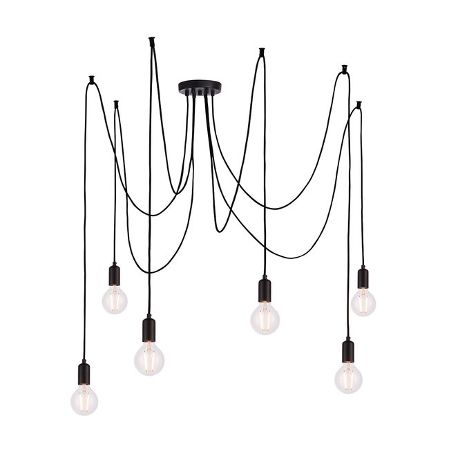 Industrial 6 Bulb Cluster Pendant Ceiling Light, black, SO'HOME