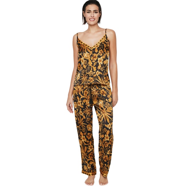 Pyjama pantalon caraco débardeur P117 ACANTHUS noir <span itemprop=