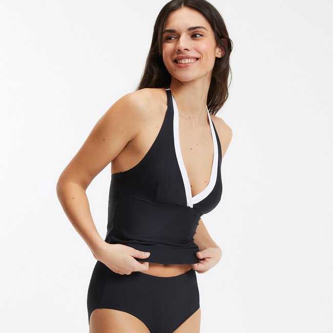 Halterneck Tankini Top, black/ivory, ANNE WEYBURN