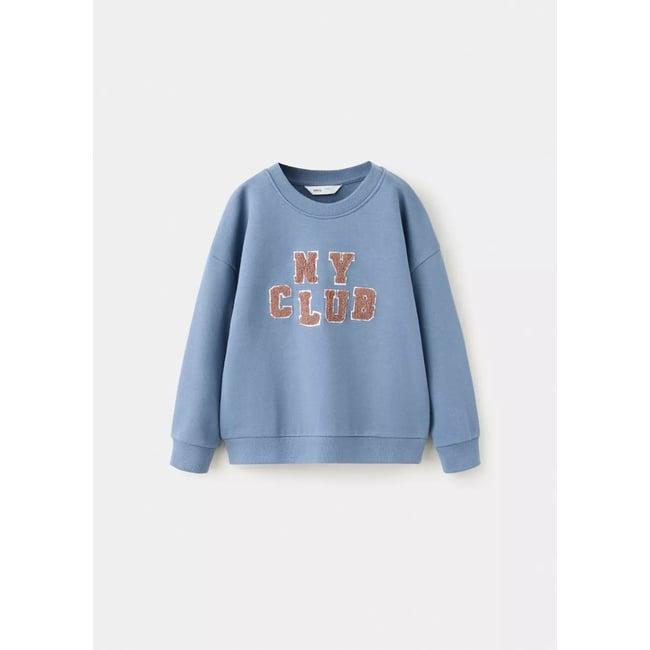 Sweat-shirt coton texturé bleu <span itemprop=