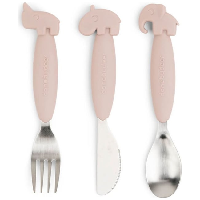 Lot de 3 couverts bébé easy-grip Couleur rose <span itemprop=
