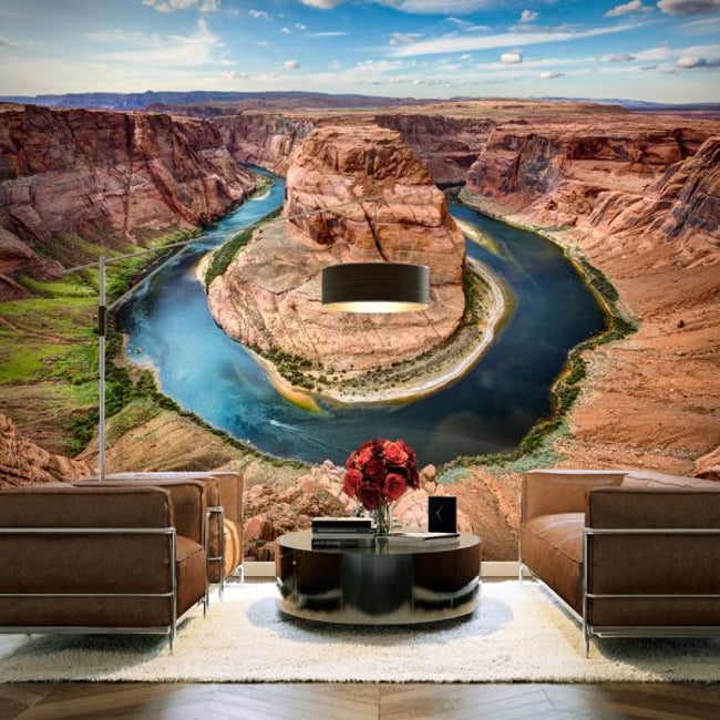 Papier peint intissé panoramique Paysage Grand Canyon Colorado Couleur bleu <span itemprop=