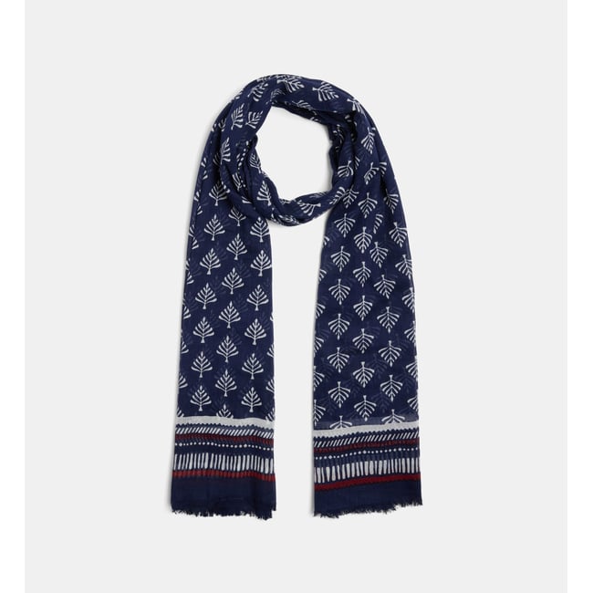 Etole antonia motif floral en coton bio bleu marine <span itemprop=