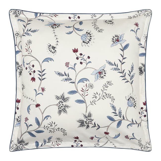 Taie d'oreiller imprimée en satin de coton bio, JARDIN D'HIVER blanc <span itemprop=