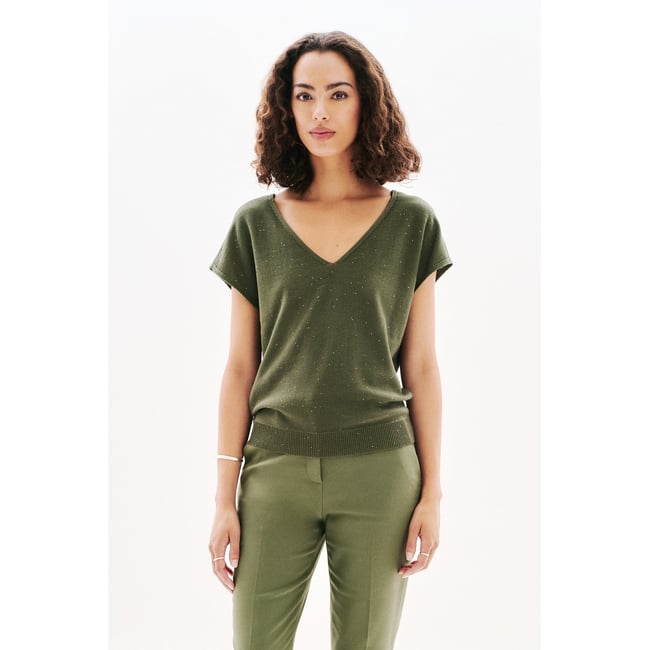 Pull MILANIA vert kaki <span itemprop=
