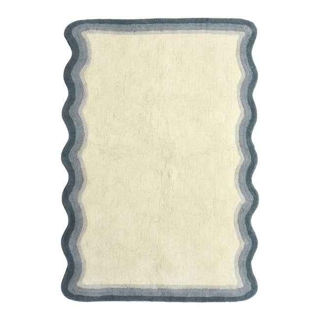 Tapis enfant en coton BISCUIT Couleur bleu naturel <span itemprop=