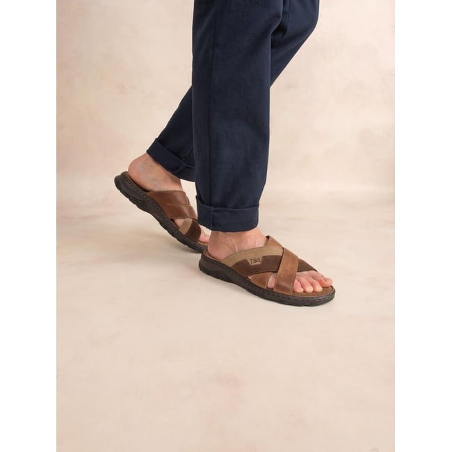 Mules JACQUIE tan / chocolat <span itemprop=