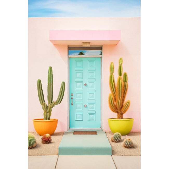 Tableau pour decoration porte bleue palm springs - HEXOA
