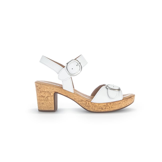 Sandales en  à talon décroché effet galvanisé blanc <span itemprop=