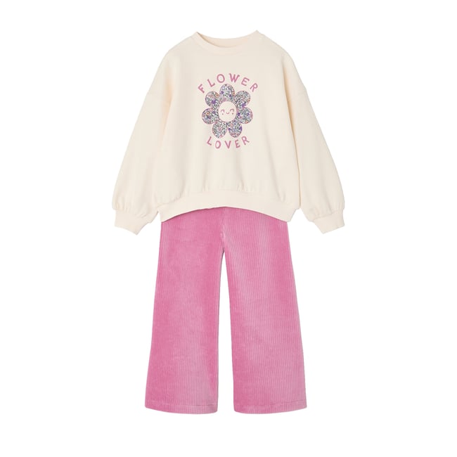 Ensemble sweat et pantalon écru <span itemprop=