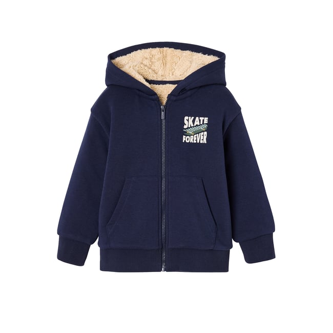 Sweat zippé à capuche marine <span itemprop=