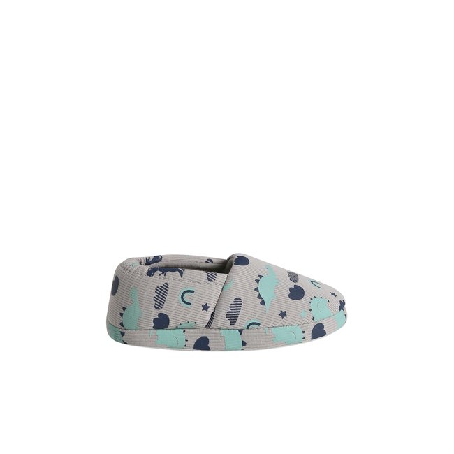 Chaussons textile enfant dinosaures écru <span itemprop=