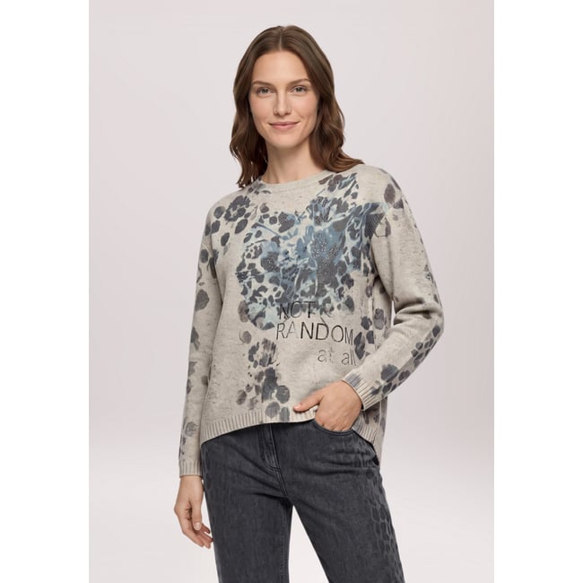 Pull-over en maille à fils de fil textile beige/petrol <span itemprop=