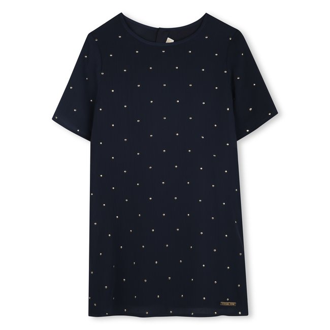 Robe de cérémonie cloutée bleu cargo <span itemprop=