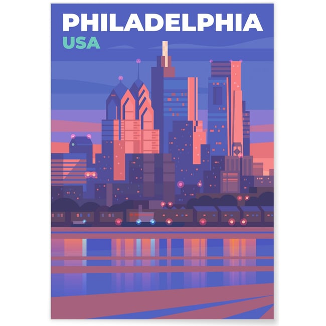 Affiche ville Philadelphie Couleur blanc <span itemprop=