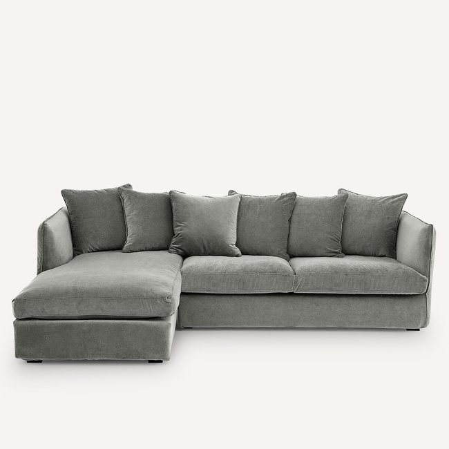Sofá de canto, em veludo stonewashed, Neo Chiquito - AM.PM