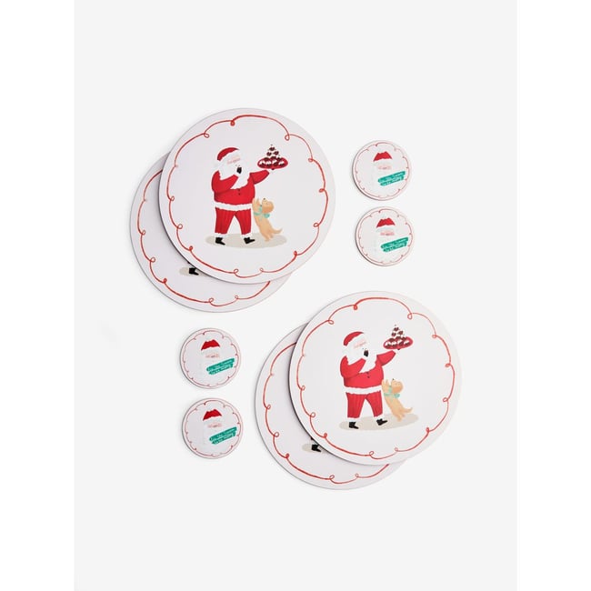Set de table et sous-verre noël, lot 4 Couleur blanc <span itemprop=