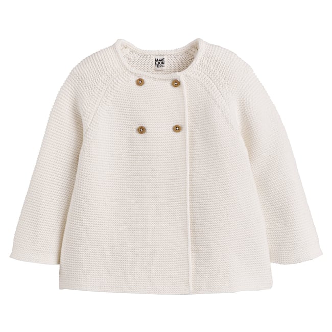 Gilet en fine maille ecru <span itemprop=