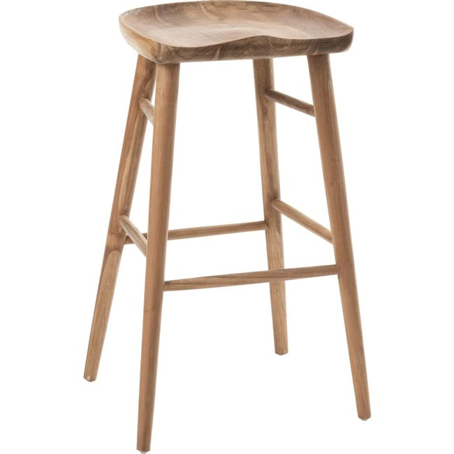 Tabouret haut en teck, Luka Couleur naturel <span itemprop=