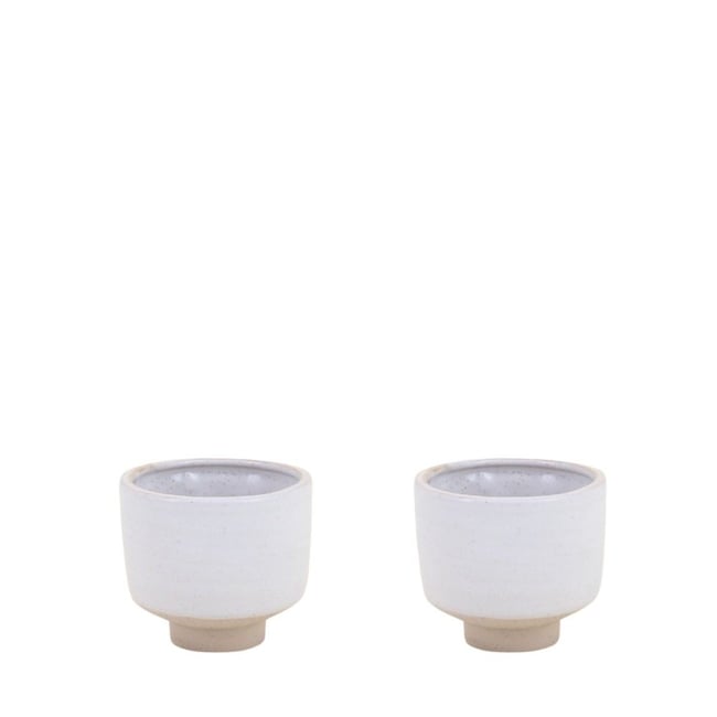 Lot de 2 photophores en céramique 8,5x7,7cm Couleur beige <span itemprop=