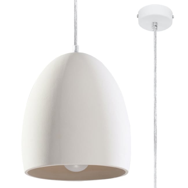 Suspension Céramique Blanc E27 1 Flawiusz Couleur blanc <span itemprop=