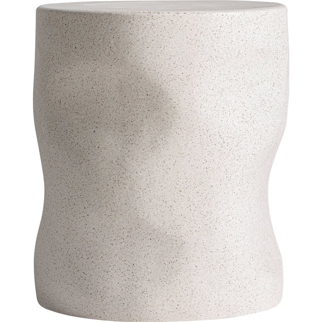 Bout de canapé en terrazzo contemporain Couleur blanc cassé moucheté <span itemprop=