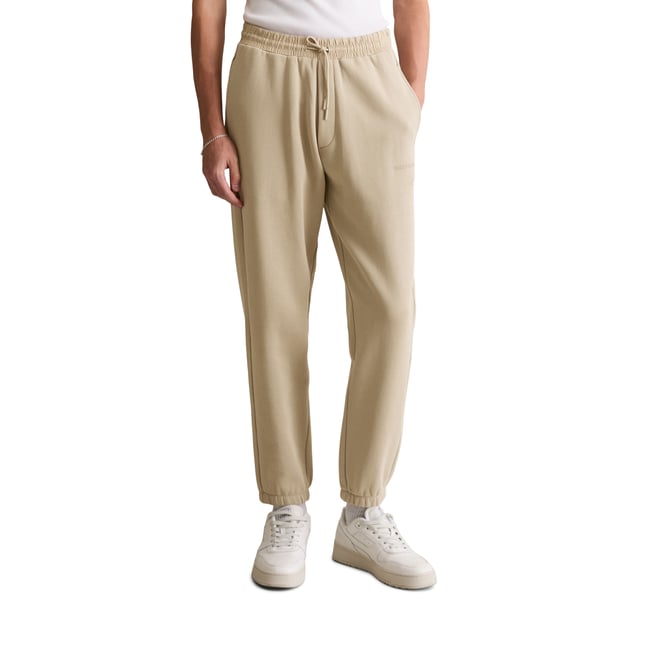 Pantalon sweat relaxed en pur coton bio beige <span itemprop=