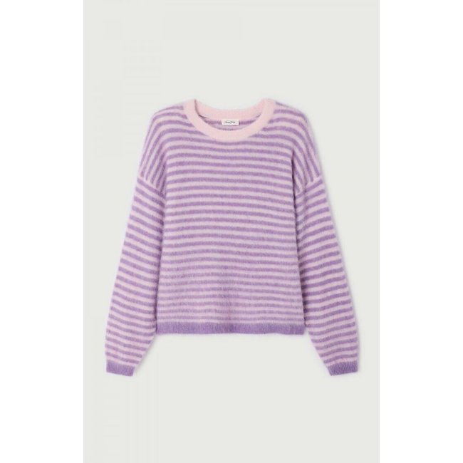 Maglia a righe girocollo, maniche lunghe, NENYBAY viola/rosa AMERICAN VINTAGE