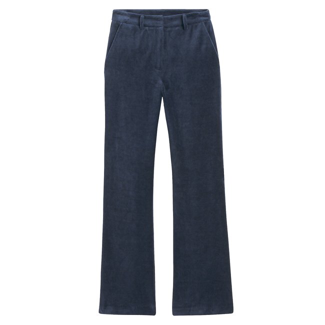 Pantaloni velluto liscio, larghi, vita alta navy ANNE WEYBURN