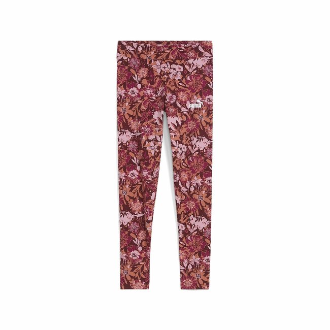 Leggings with Flowers Print, printed burgundy, PUMA