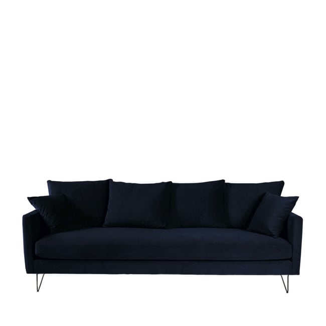 Canapé convertible 3 places en velours pieds épingles noirs- VILLABON - DRAWER