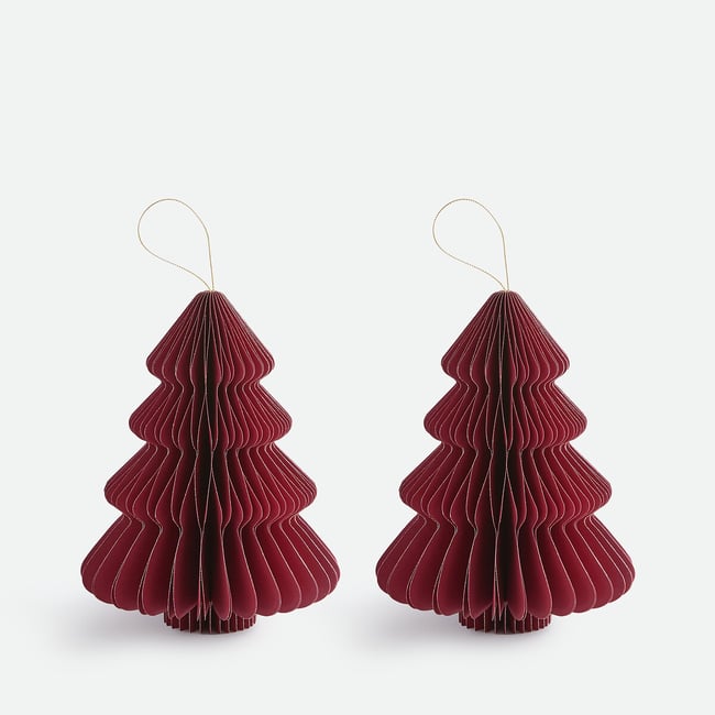 Lot de 2 sapins pliables, hauteur 20 cm, CASPAR Couleur rouge <span itemprop=
