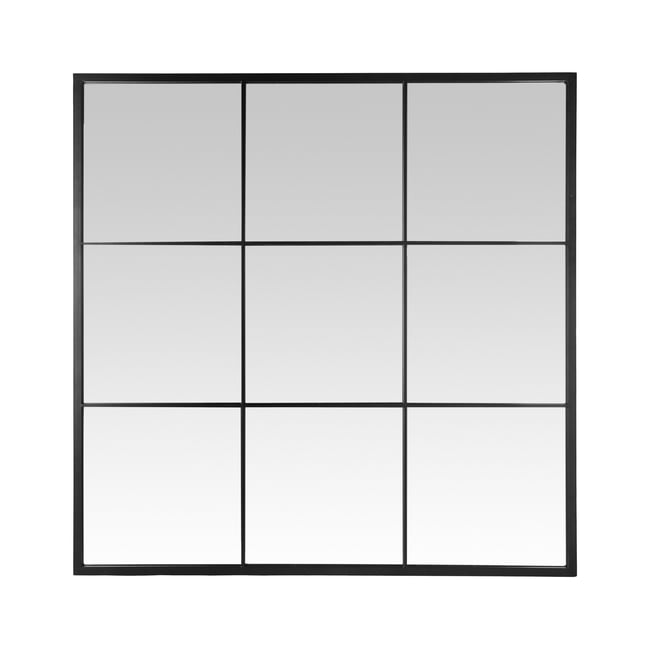 Miroir fenêtre 9 vues 100x100cm Couleur noir <span itemprop=