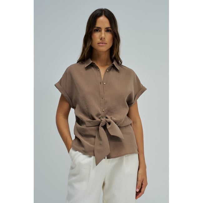 CHEMISE AVEC N?UD marron <span itemprop=